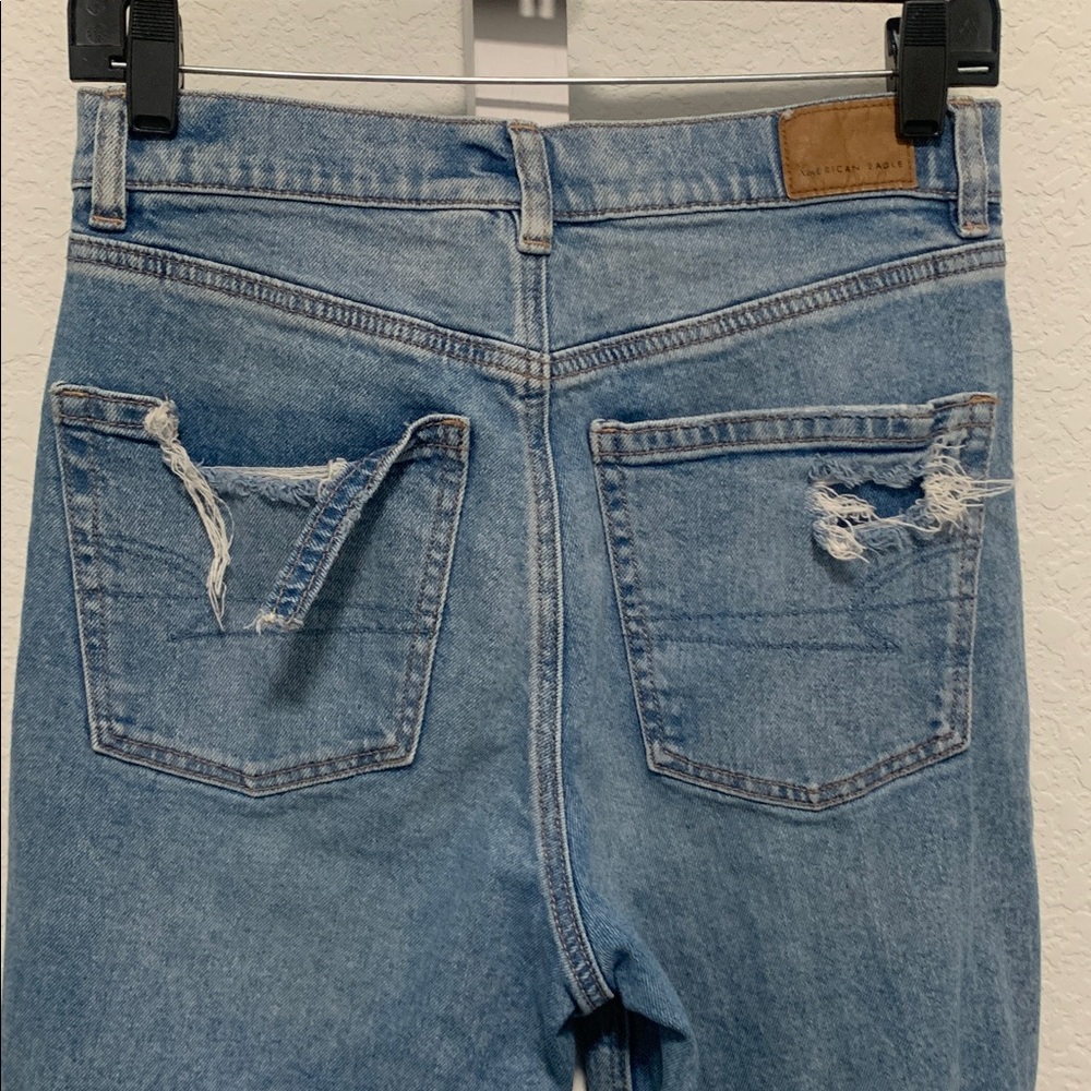 American Eagle Distressed Highest Rise Baggy Straight Jeans Size 6 Regular - Picture 6 of 12